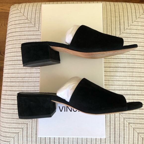 Vince Rachelle Black Suede Sandal Mules - Picture 1 of 14